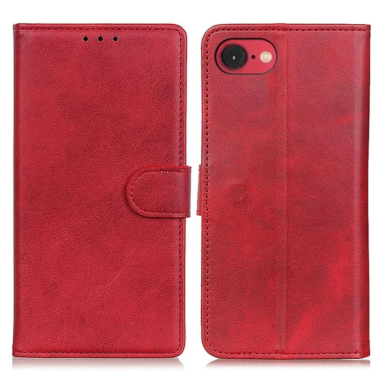 For iPhone SE (2024) Stand Wallet Case Cowhide Texture Leather Phone Cover