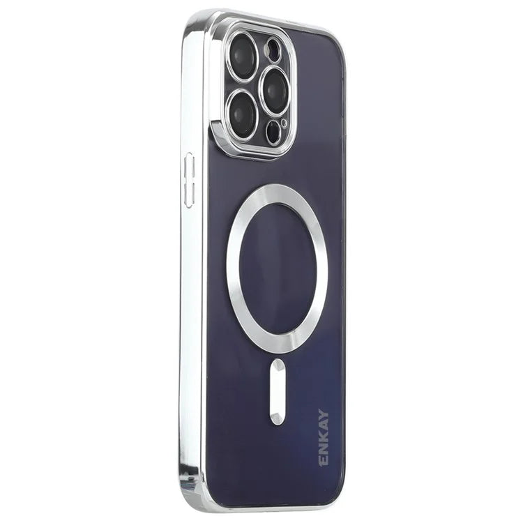 ENKAY HAT PRINCE For iPhone 16 Pro Max Magnetic Clear Case Shockproof TPU Phone Cover with Lens Film