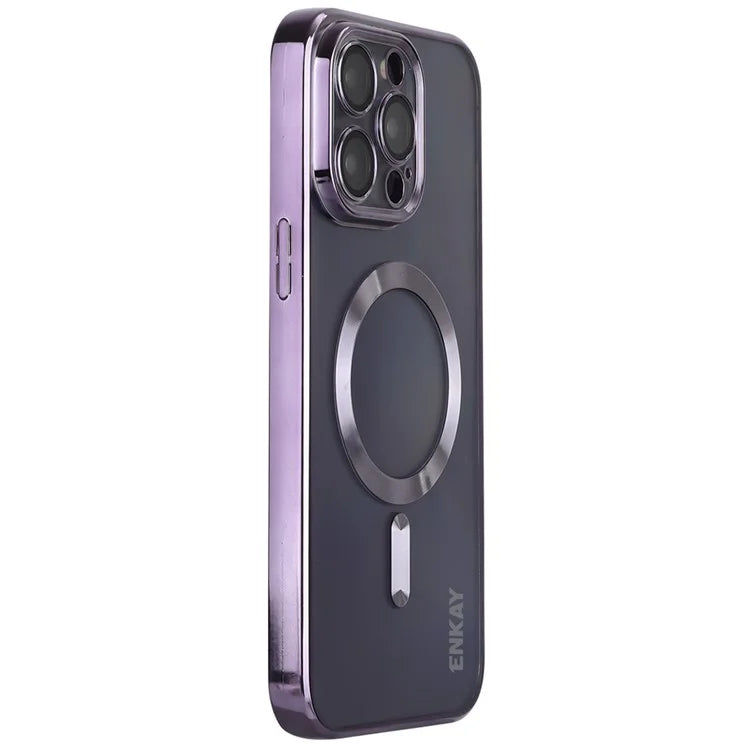 ENKAY HAT PRINCE For iPhone 16 Pro Max Magnetic Clear Case Shockproof TPU Phone Cover with Lens Film