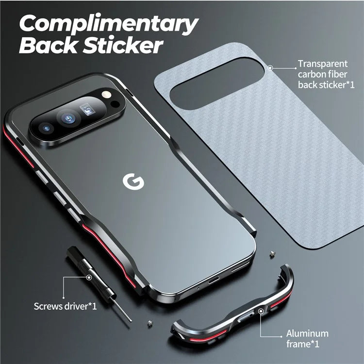 LUPHIE For Google Pixel 9 / 9 Pro Case Metal Bumper Frame Shockproof Phone Cover