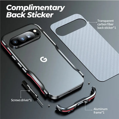LUPHIE For Google Pixel 9 / 9 Pro Case Metal Bumper Frame Shockproof Phone Cover