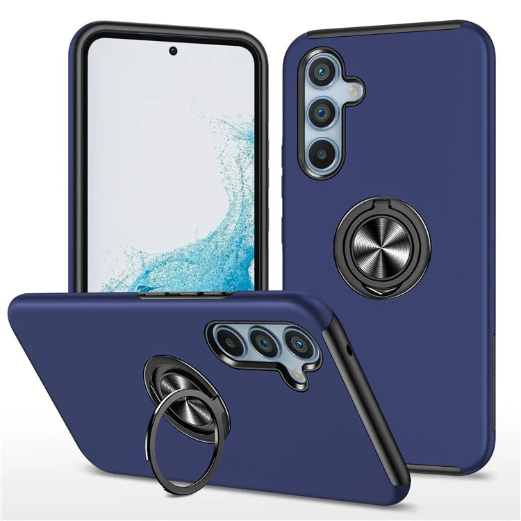 For Samsung Galaxy S24 FE Case PC+TPU Phone Cover with Rotatable Ring Holder