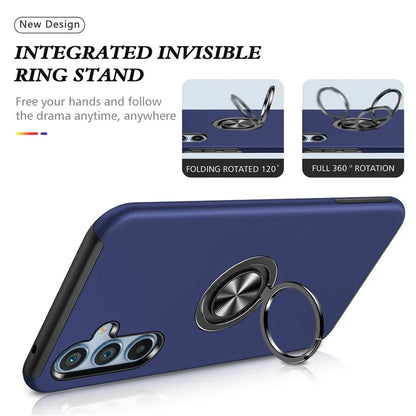 For Samsung Galaxy S24 FE Case PC+TPU Phone Cover with Rotatable Ring Holder