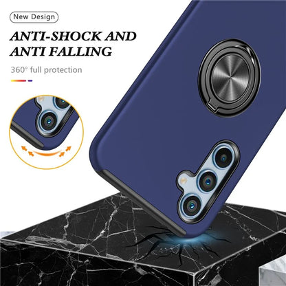 For Samsung Galaxy S24 FE Case PC+TPU Phone Cover with Rotatable Ring Holder