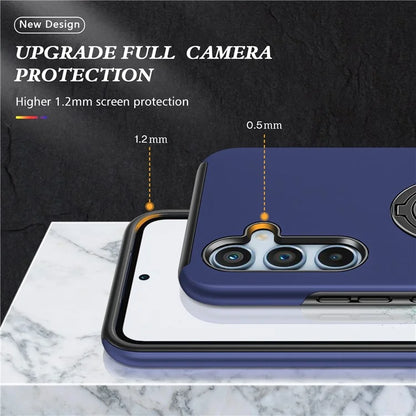 For Samsung Galaxy S24 FE Case PC+TPU Phone Cover with Rotatable Ring Holder