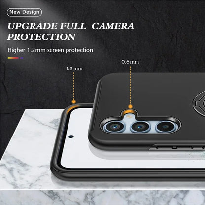 For Samsung Galaxy S24 FE Case PC+TPU Phone Cover with Rotatable Ring Holder