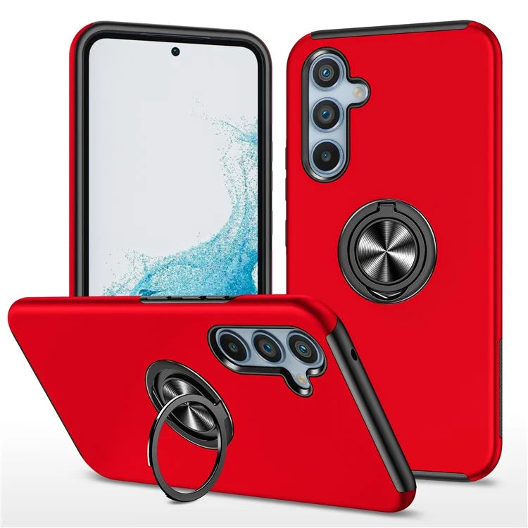 For Samsung Galaxy S24 FE Case PC+TPU Phone Cover with Rotatable Ring Holder