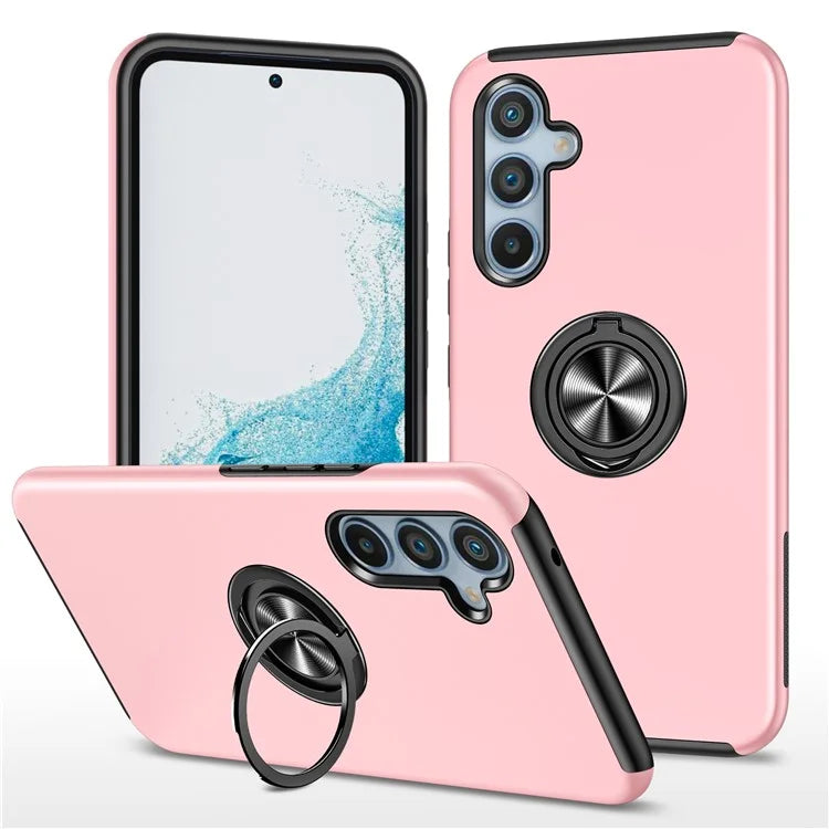 For Samsung Galaxy S24 FE Case PC+TPU Phone Cover with Rotatable Ring Holder