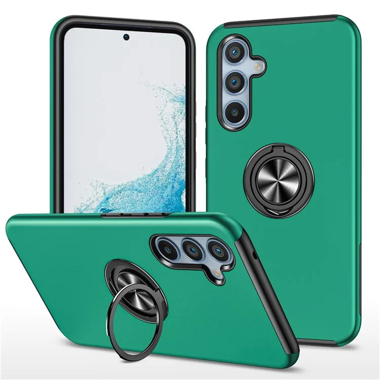 For Samsung Galaxy S24 FE Case PC+TPU Phone Cover with Rotatable Ring Holder