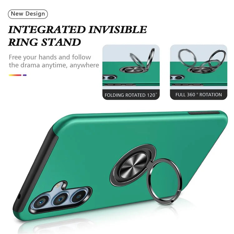 For Samsung Galaxy S24 FE Case PC+TPU Phone Cover with Rotatable Ring Holder