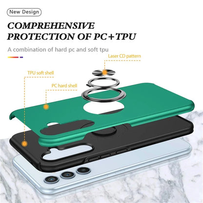 For Samsung Galaxy S24 FE Case PC+TPU Phone Cover with Rotatable Ring Holder