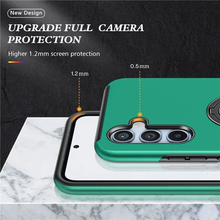 For Samsung Galaxy S24 FE Case PC+TPU Phone Cover with Rotatable Ring Holder