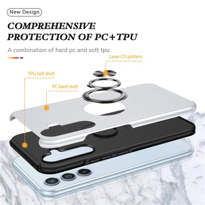 For Samsung Galaxy S24 FE Case PC+TPU Phone Cover with Rotatable Ring Holder