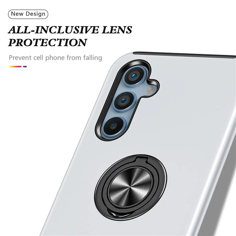 For Samsung Galaxy S24 FE Case PC+TPU Phone Cover with Rotatable Ring Holder