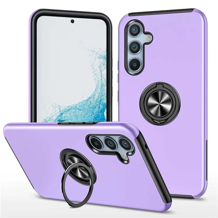 For Samsung Galaxy S24 FE Case PC+TPU Phone Cover with Rotatable Ring Holder