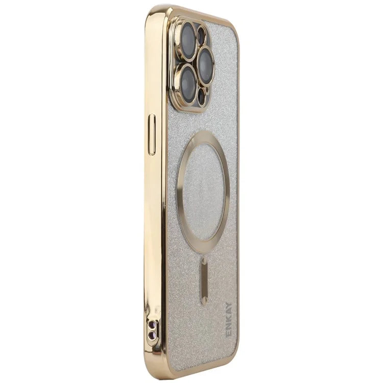 ENAKY HAT PRINCE For iPhone 16 Pro Max Magnetic Case Glitter TPU Phone Back Cover with Lens Film