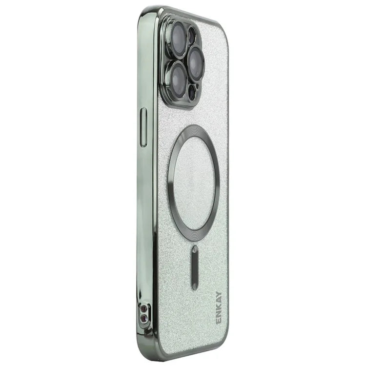 ENAKY HAT PRINCE For iPhone 16 Pro Max Magnetic Case Glitter TPU Phone Back Cover with Lens Film