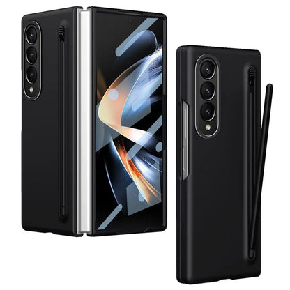 For Samsung Galaxy Z Fold3 5G Case Hard PC Phone Cover with Tempered Glass Film and Stylus