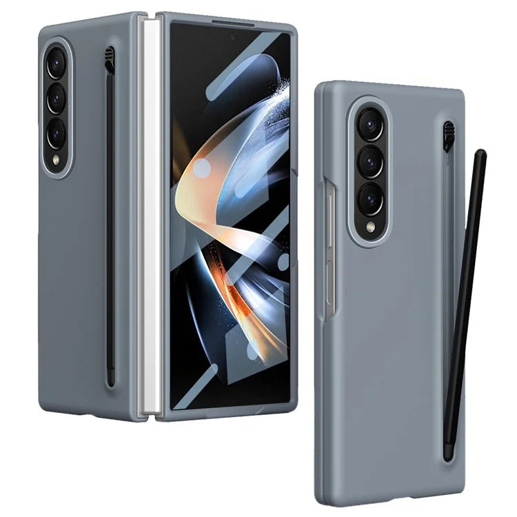 For Samsung Galaxy Z Fold3 5G Case Hard PC Phone Cover with Tempered Glass Film and Stylus