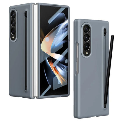 For Samsung Galaxy Z Fold3 5G Case Hard PC Phone Cover with Tempered Glass Film and Stylus
