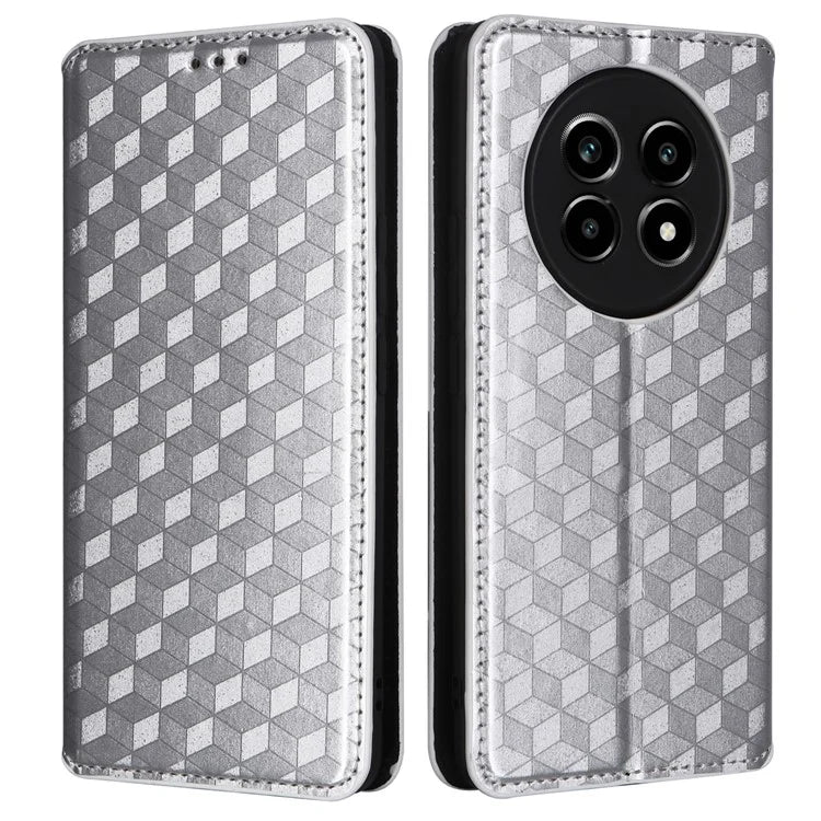 For Realme 13 Pro+ 5G / 13 Pro 5G Wallet Case Rhombus Imprinted Leather Phone Cover