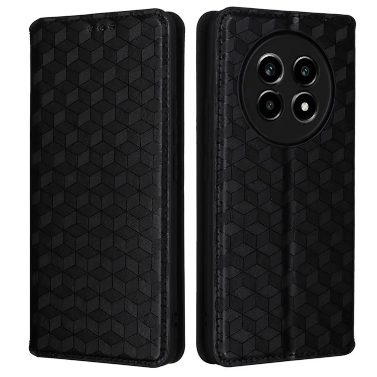 For Realme 13 Pro+ 5G / 13 Pro 5G Wallet Case Rhombus Imprinted Leather Phone Cover