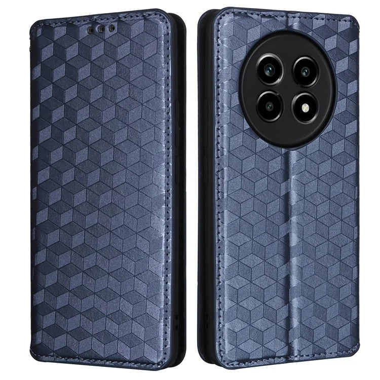 For Realme 13 Pro+ 5G / 13 Pro 5G Wallet Case Rhombus Imprinted Leather Phone Cover