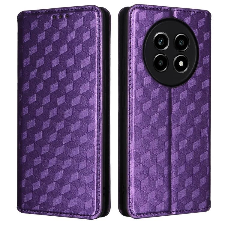 For Realme 13 Pro+ 5G / 13 Pro 5G Wallet Case Rhombus Imprinted Leather Phone Cover
