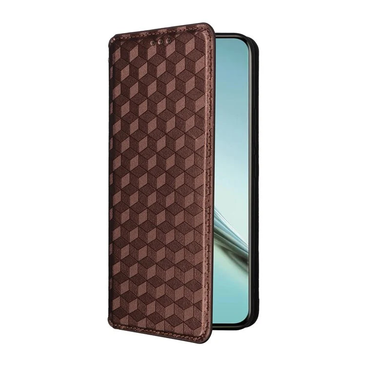 For Realme 13 Pro+ 5G / 13 Pro 5G Wallet Case Rhombus Imprinted Leather Phone Cover