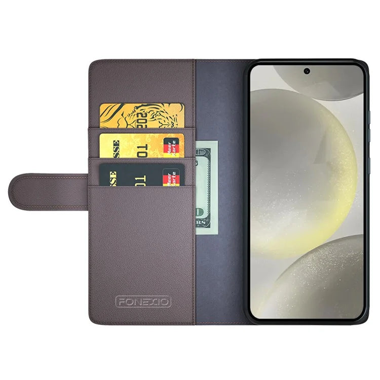 For Samsung Galaxy S24 FE Case Genuine Split Leather Phone Cover Wallet Card Slot