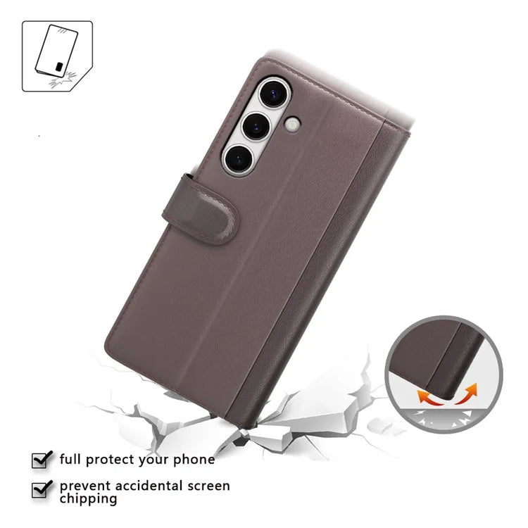 For Samsung Galaxy S24 FE Case Genuine Split Leather Phone Cover Wallet Card Slot