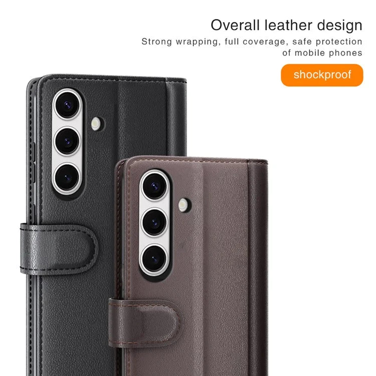 For Samsung Galaxy S24 FE Case Genuine Split Leather Phone Cover Wallet Card Slot