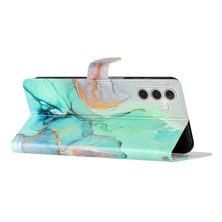 For Samsung Galaxy S24 FE Wallet Case PU Leather Pattern Printing Stand Phone Cover with Strap