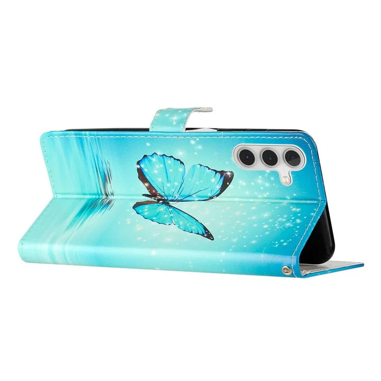 For Samsung Galaxy S24 FE Wallet Case PU Leather Pattern Printing Stand Phone Cover with Strap