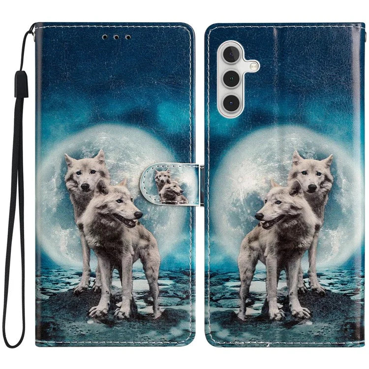 For Samsung Galaxy S24 FE Wallet Case PU Leather Pattern Printing Stand Phone Cover with Strap