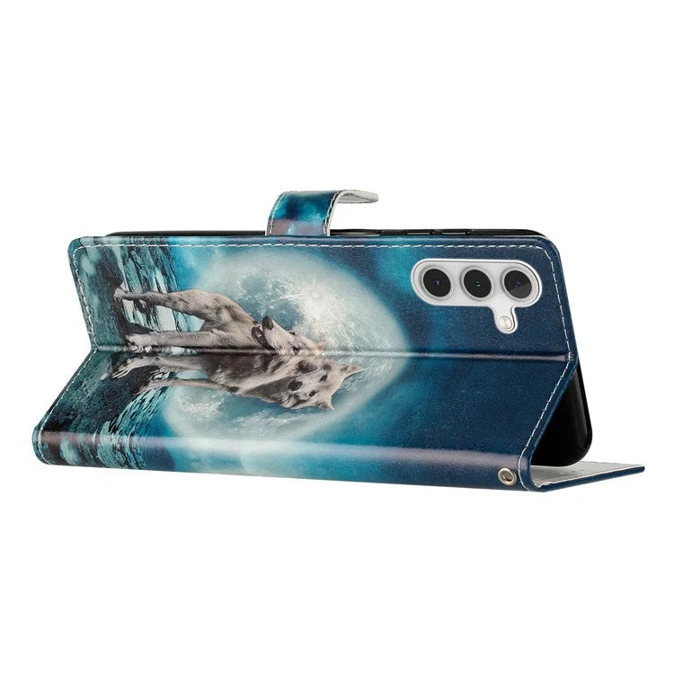 For Samsung Galaxy S24 FE Wallet Case PU Leather Pattern Printing Stand Phone Cover with Strap