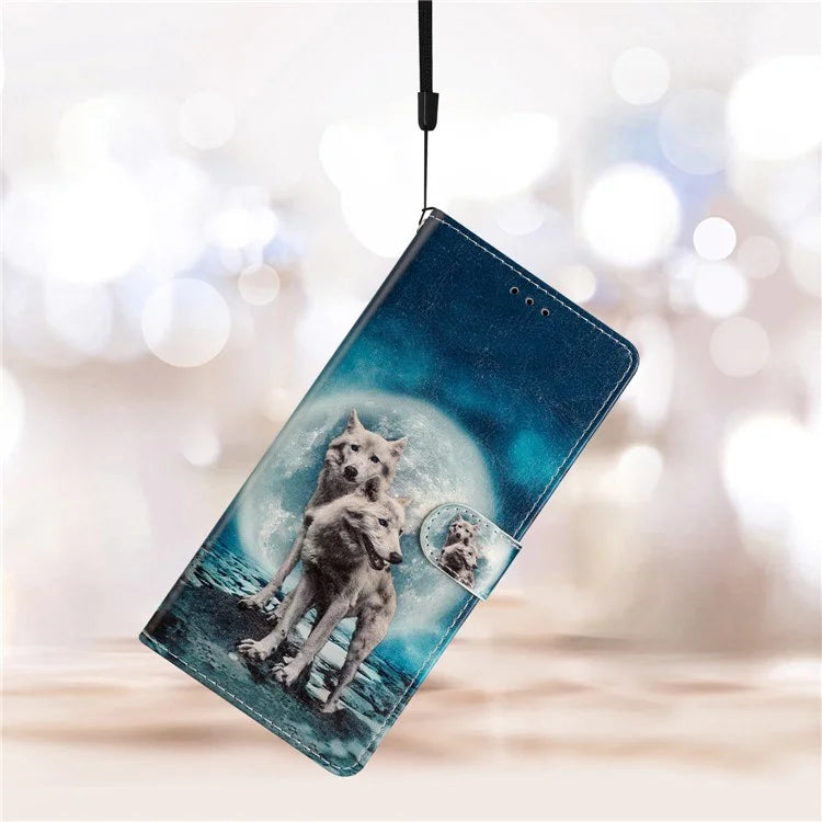 For Samsung Galaxy S24 FE Wallet Case PU Leather Pattern Printing Stand Phone Cover with Strap