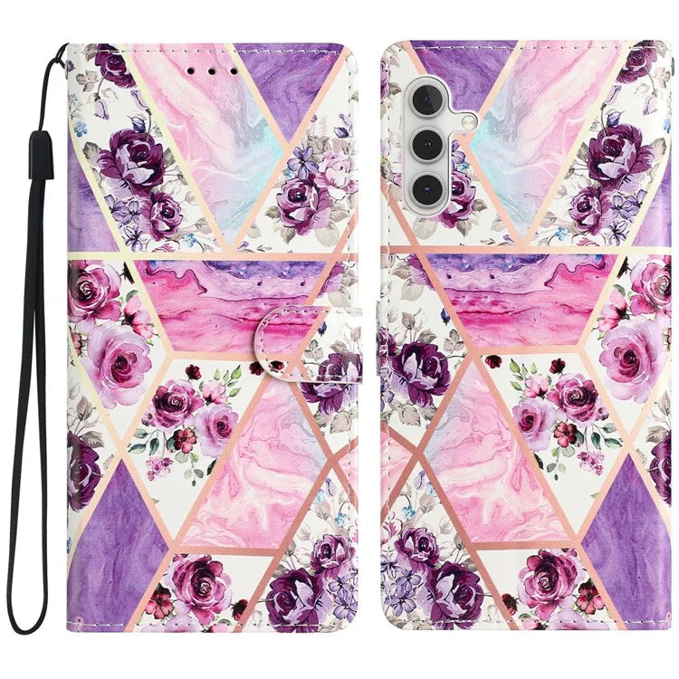 For Samsung Galaxy S24 FE Wallet Case PU Leather Pattern Printing Stand Phone Cover with Strap