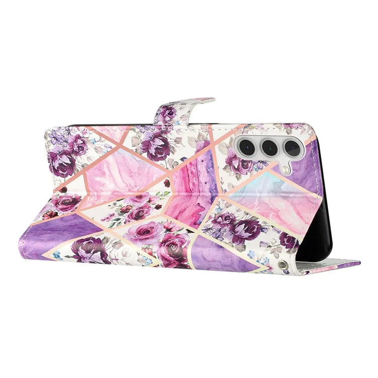 For Samsung Galaxy S24 FE Wallet Case PU Leather Pattern Printing Stand Phone Cover with Strap