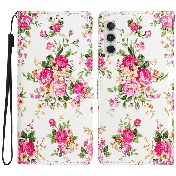 For Samsung Galaxy S24 FE Wallet Case PU Leather Pattern Printing Stand Phone Cover with Strap
