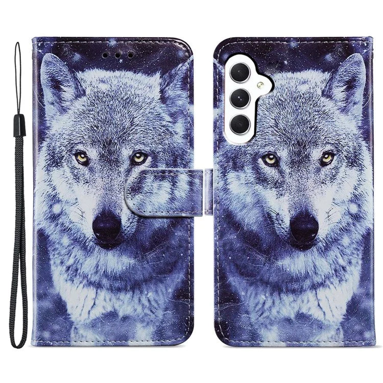 For Samsung Galaxy S24 FE Wallet Case PU Leather Pattern Printing Stand Phone Cover with Strap