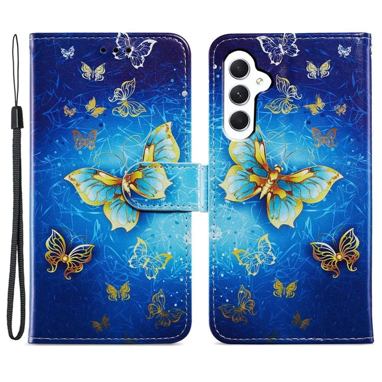 For Samsung Galaxy S24 FE Wallet Case PU Leather Pattern Printing Stand Phone Cover with Strap