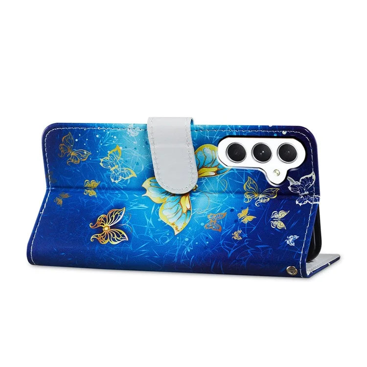 For Samsung Galaxy S24 FE Wallet Case PU Leather Pattern Printing Stand Phone Cover with Strap
