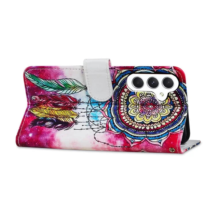 For Samsung Galaxy S24 FE Wallet Case PU Leather Pattern Printing Stand Phone Cover with Strap