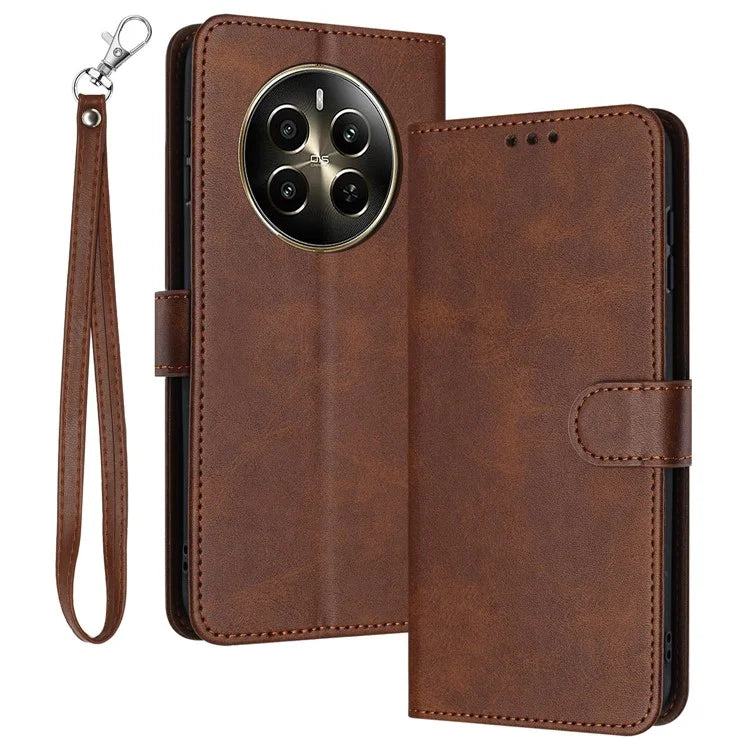 For Realme Narzo 70 5G / Narzo 70 Pro 5G / P1 5G / 12 4G / 12+ 5G Case Flip Stand PU Leather Wallet Phone Cover Calf Texture