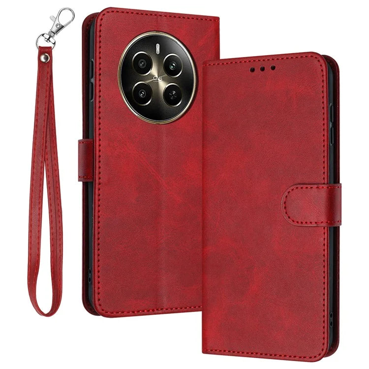 For Realme Narzo 70 5G / Narzo 70 Pro 5G / P1 5G / 12 4G / 12+ 5G Case Flip Stand PU Leather Wallet Phone Cover Calf Texture