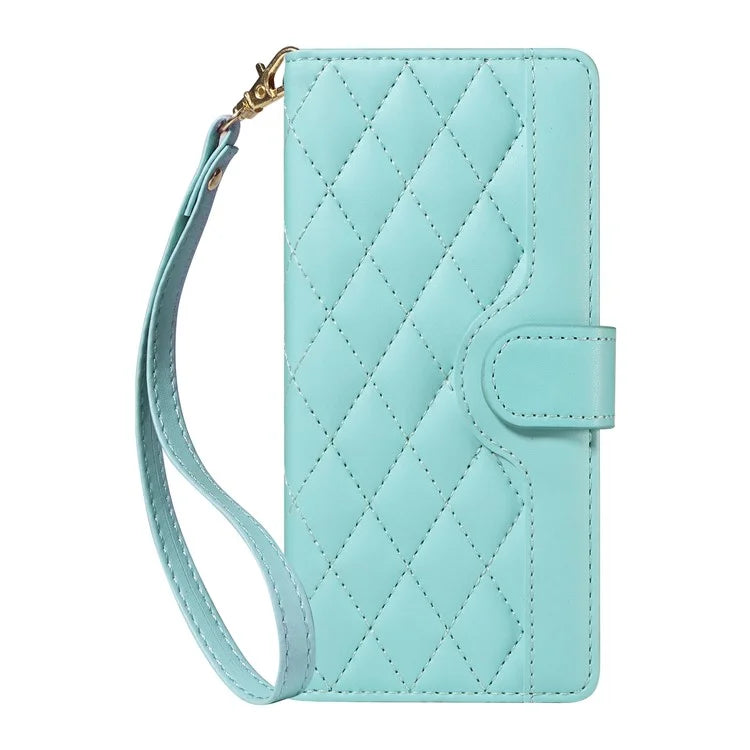 For Realme Narzo 70 5G / Narzo 70 Pro 5G / P1 5G / 12 4G / 12+ 5G Case Wallet Rhombus Leather Phone Cover with Shoulder Strap, Wrist Strap