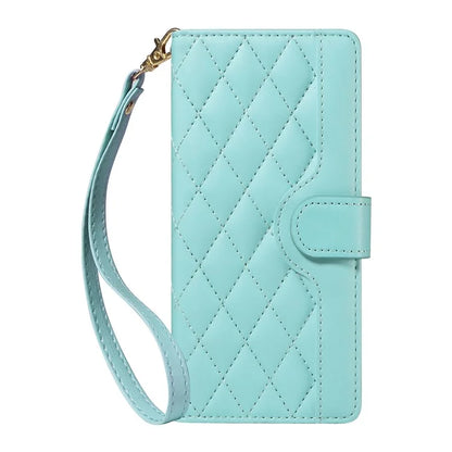 For Realme Narzo 70 5G / Narzo 70 Pro 5G / P1 5G / 12 4G / 12+ 5G Case Wallet Rhombus Leather Phone Cover with Shoulder Strap, Wrist Strap