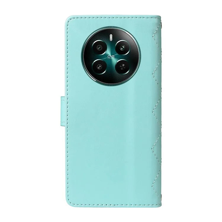 For Realme Narzo 70 5G / Narzo 70 Pro 5G / P1 5G / 12 4G / 12+ 5G Case Wallet Rhombus Leather Phone Cover with Shoulder Strap, Wrist Strap