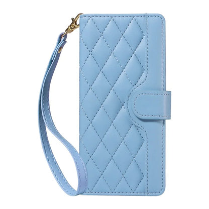 For Realme Narzo 70 5G / Narzo 70 Pro 5G / P1 5G / 12 4G / 12+ 5G Case Wallet Rhombus Leather Phone Cover with Shoulder Strap, Wrist Strap